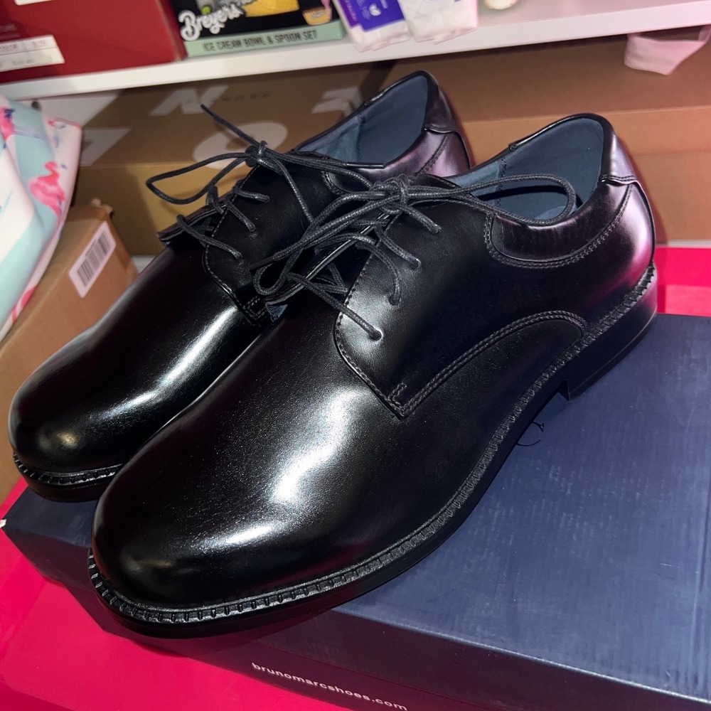 Bruno Marc Womens 9.5 Wide Oxford Synthetic Leather Shoes Black Blue